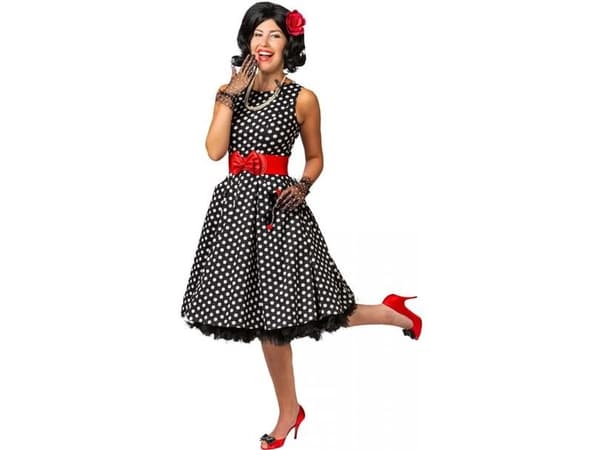 Rockabilly kjole med hvide prikker