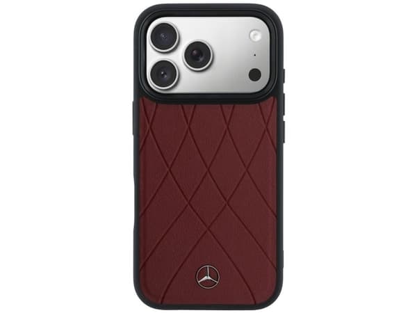 Mercedes Leather with Crossed Lines MagSafe case for iPhone 17 Pro Max - red