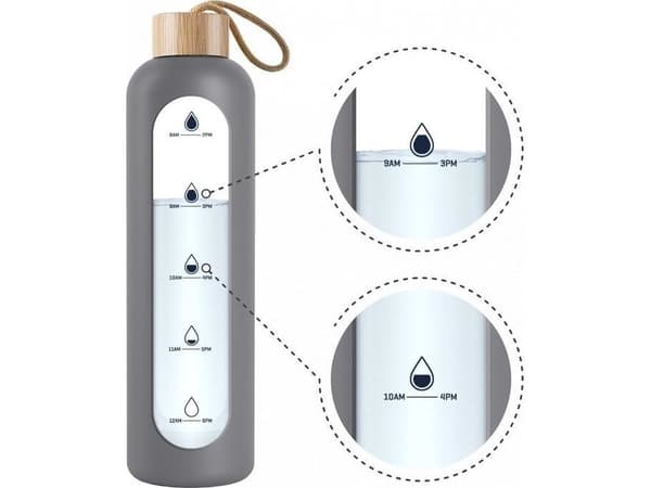 Wessper motiverande dricksflaska 1 liter grå