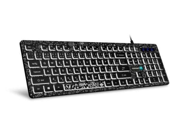 Connect IT CKB-3510-DD, Full størrelse (100 og), USB, Membrannøkkelbryter, Sort