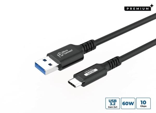 Premium USB-C to USB-A cable  4m, 10Gbps, 60W