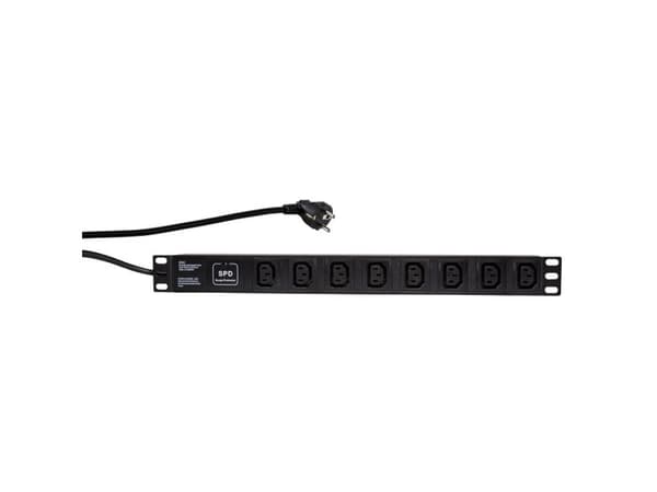 LogiLink PDU8A01, Perus, 1U, Polypropeeni (PP), Musta, 8 AC-pistorasia(a), C13 liitin