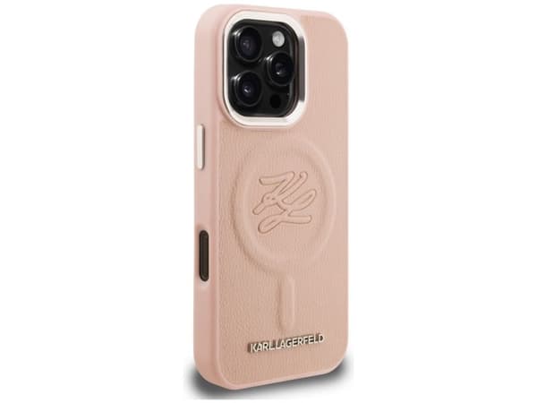 Karl Lagerfeld Initial & Metal Logo MagSafe-etui til iPhone 16 Pro Max - rosa