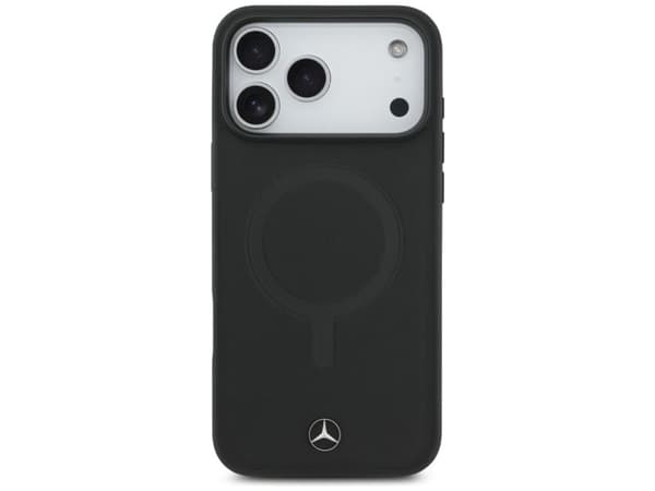 Mercedes Plain Smooth Leather MagSafe Case for iPhone 17 Pro Max - Black