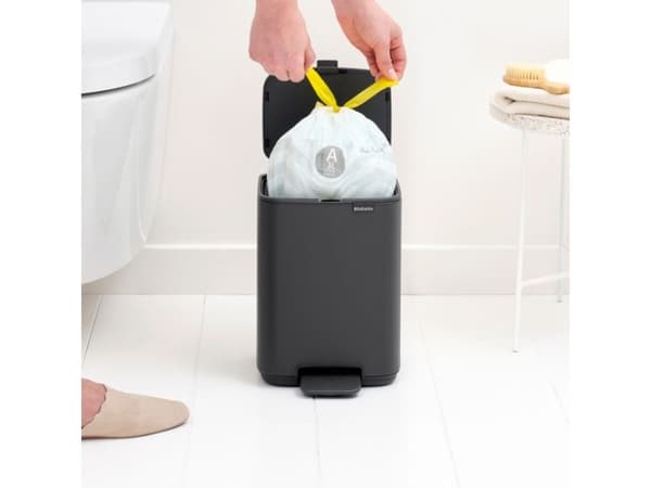 Brabantia Bo, 4 l, Rektangulær, Stål, Grå, Plast, Pedal