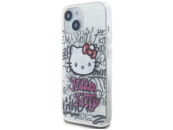 Hello Kitty HKHCP15SHDGPHT iPhone 15 6,1" hvit/hvit hardcase IML Kitty On Bricks Graffiti