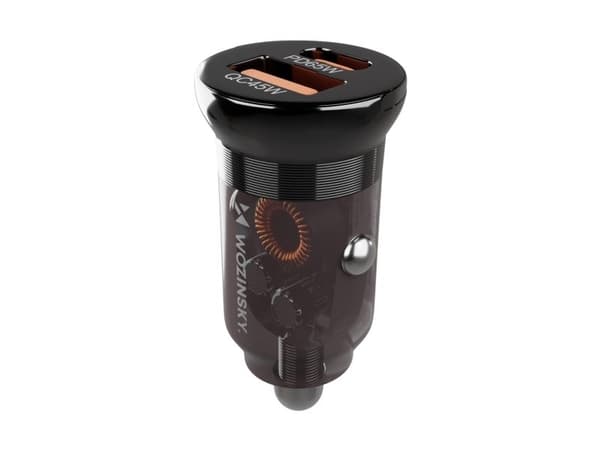 Wozinsky USB-C PD 65W autolaturi / USB-A45W QC 3.0 - musta