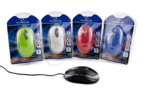 Titanum RAPTOR 3D - Mus - optisk - 3 knapper - kablet - USB - hvit