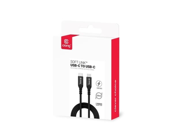 Crong Soft Link - 100W PD 5A USB-C USB-C 200cm kaapeli (musta)