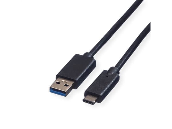 ROLINE USB 3.1 Cable, A-C, M/M 0.5 m, 0,5 m, USB A, USB C, USB 3.2 Gen 1 (3.1 Gen 1), 5 Gbit/s, Sort