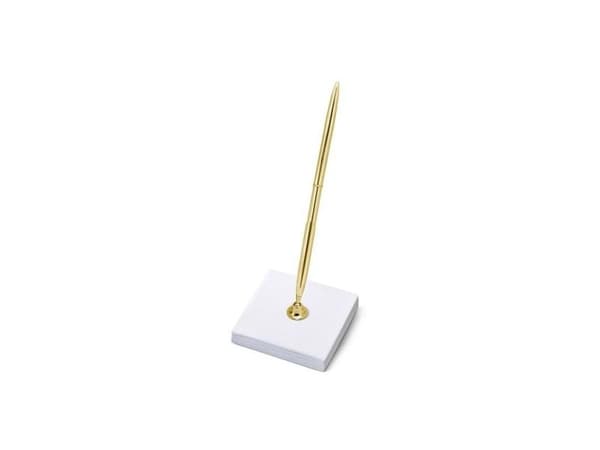 Kulepenn med holder hvit og gull