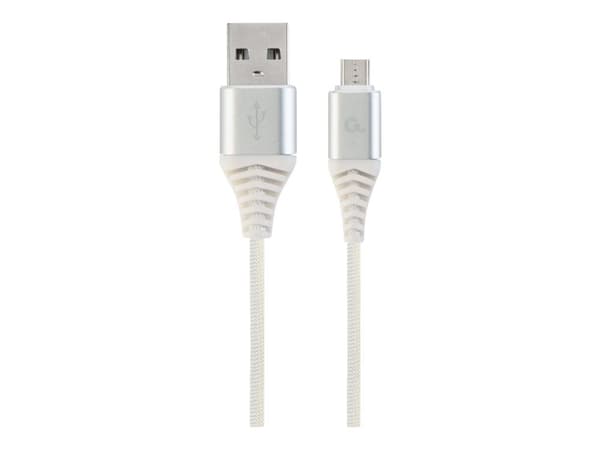 Cablexpert CC-USB2B-AMMBM-2M-BW2, 2 m, USB A, Micro-USB B, USB 2.0, 480 Mbit/s, Valkoinen