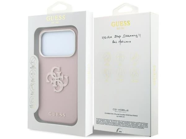 Etui Guess Grained & Big Resin Logo do iPhone 18 Pro Max / 17 Pro Max rózowy