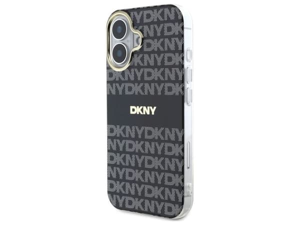 DKNY DKHMP16SHRHSEK iPhone 16 6,1" svart hardcase – Repeat Texture Pattern With Stripe