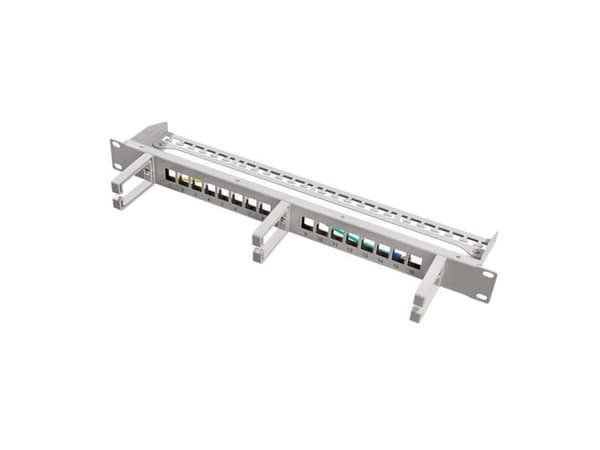 LogiLink Keystone Panel 1U, 16 ports, shielded, grey, with 3 cable management rings