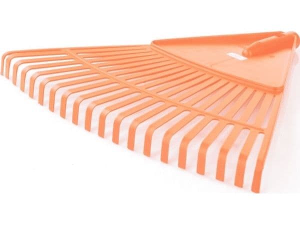 Rive skrape i plast til blader, oransje, med skaft, L