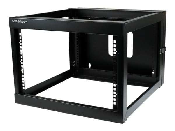 StarTech.com 6U Hinged Open Frame Wall Mount Network Rack - 4-Post 22" Depth Swing Out Computer Equipment Rack - 110lbs capacity (RK619WALLOH) - Ra...