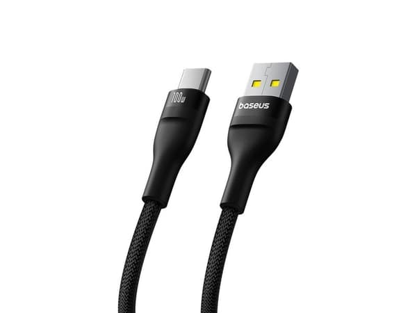 Baseus Flash-kabel 2x USB-A / USB-C 100W 1 m - svart