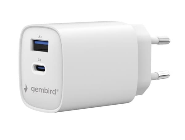 Gembird - Strömadapter - 30 watt - 3.4 A - PD, QC 3.0 - 2 utdatakontakter (USB, USB-C)