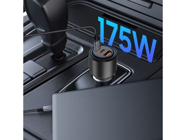 Tech-Protect CC04 3-port bil-lader PD175W sort