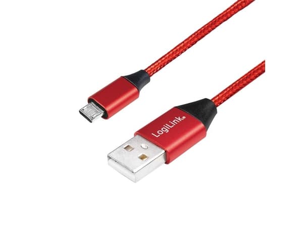 LogiLink CU0151, 0,3 m, USB A, Micro-USB B, USB 2.0, Punainen