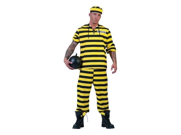 Sort og gul fangedragt kostume