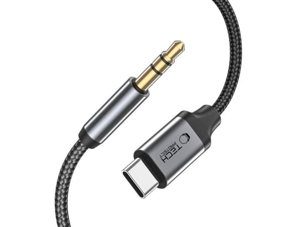 Tech-Protect UltraBoost USB-C til 3,5 mm mini jack-kabel 1 m - svart