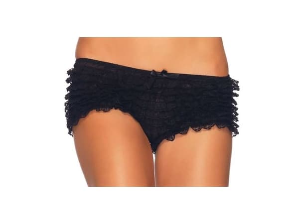 Mustat hotpants röyhelöillä