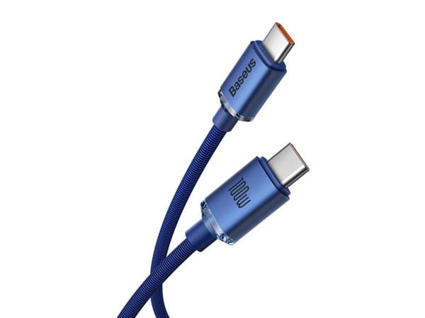 Baseus Crystal Shine USB-C USB-C-kaapeli, 100W, 2m (sininen)
