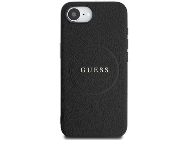 Guess Grained Ring MagSafe-skal till iPhone 16e (svart)