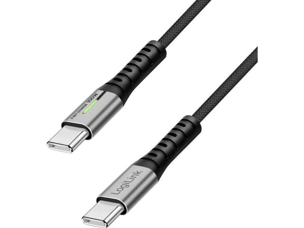 LogiLink USB-C 480 Mbps, 100W 1.5m punottu musta