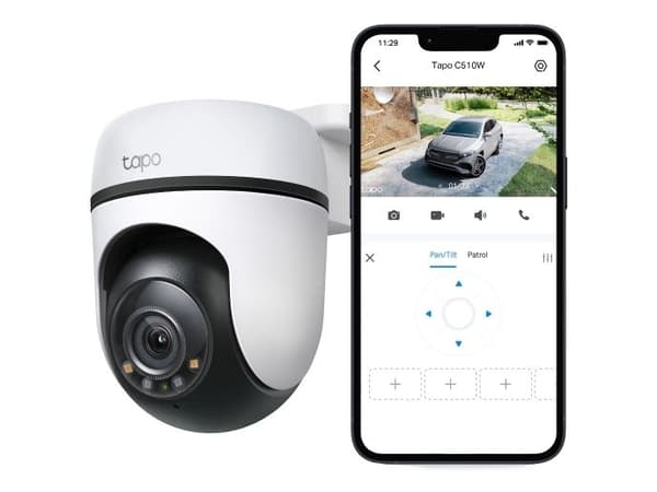 TP-Link Tapo C510W V2, IP-säkerhetskamera, Utomhus, Trådlös, Amazon Alexa & Google Assistant, Intern, Tak/vägg/stång