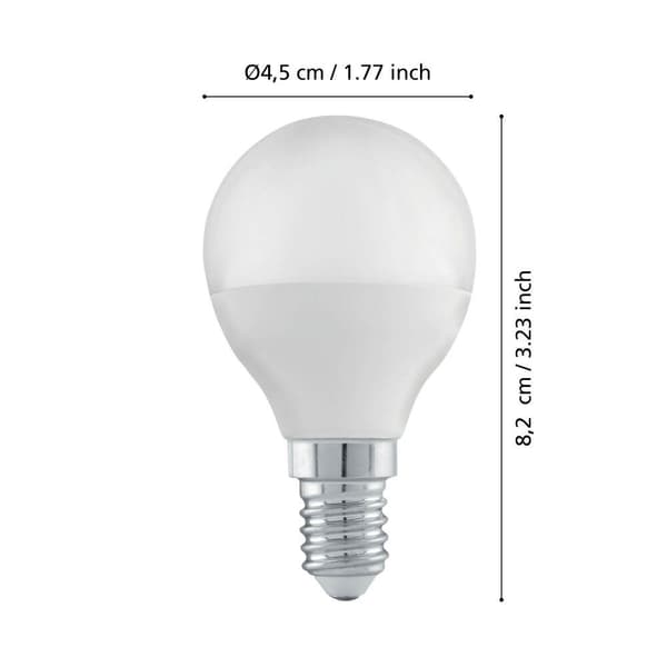 EGLO E14 P45 4.9W 470LM 3000K 3-STEGS OPAL