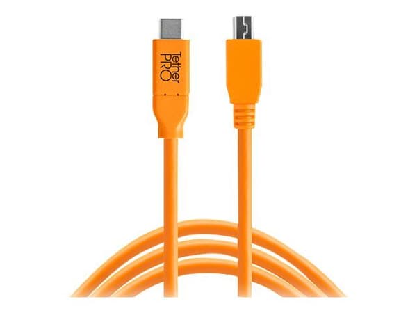 Tether Tools CUC2515-ORG, 4,6 m, USB C, Micro-USB B, USB 2.0, 0,48 Gbit/s, Oranssi