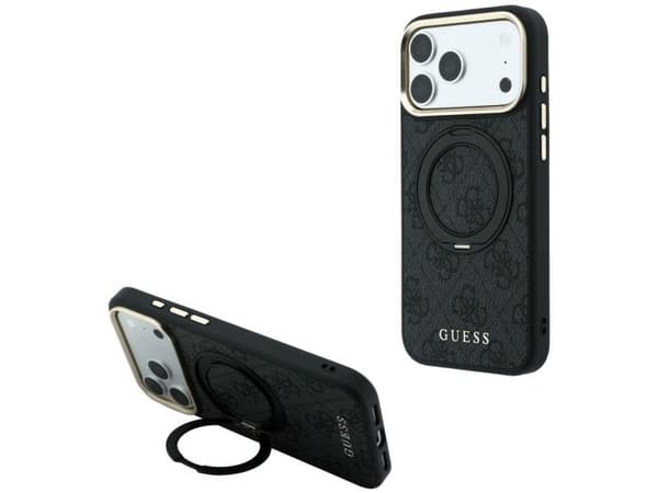 Guess Ring Stand 360 4G Classic Logo MagSafe Case for iPhone 17 Pro / 18 Pro - Black