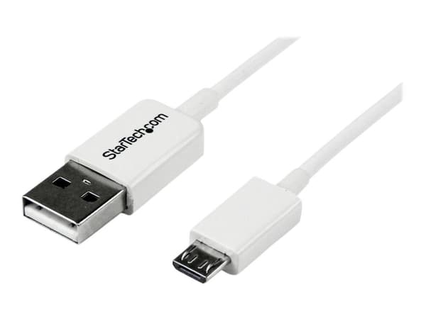 StarTech.com 3.3 ft. (1 m) USB to Micro USB Cable - USB 2.0 A to Micro B - White - Micro USB Cable (USBPAUB1MW) - USB-kabel - mikro-USB typ B (hane...