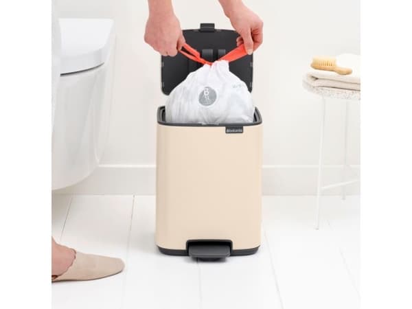 Brabantia Bo, 7 l, Rektangulær, Stål, Beige, Plast, Pedal