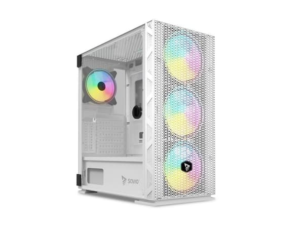 ARGB Mesh/Glas datorhölje, Raptor X1 Vit
