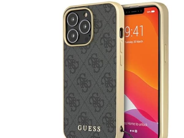 Guess 4G Charms Collection-skal för iPhone 14 Pro - grå