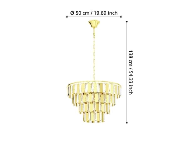 EGLO ERSEKA pendellampe 7L E14 messing/krystall