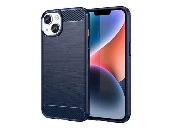 Karbon-deksel iPhone 14 - fleksibelt gel bakdeksel - blå