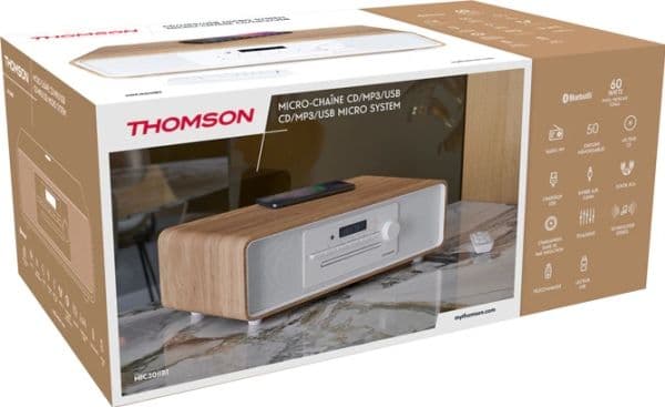 Thomson MIC301IBT, Hemmaljud mikrosystem, Vit, Trä, Front, 10 W, 4 O, 80 dB