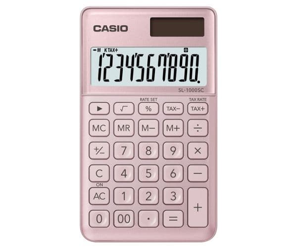 Casio SL-1000SC - Kalkulator - 10 sifre - solcellepanel, batteri - rosa