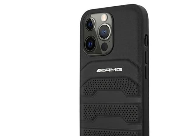 AMG lærpregede linje-deksel til iPhone 13 Pro / iPhone 13 - svart