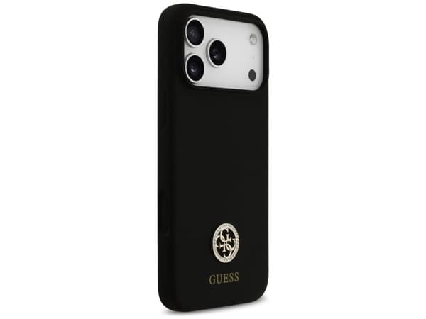 Guess Silicone Logo Strass 4G MagSafe Case for iPhone 17 Pro Max - Black