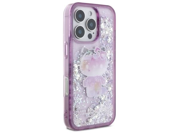 Hello Kitty Liquid Glitter 50th Anniversary Party-deksel til iPhone 16 Pro Max - lilla