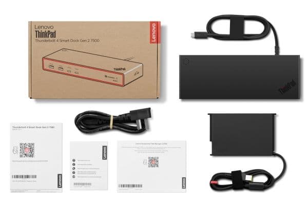 Lenovo ThinkPad Thunderbolt 4 Smart Dock Gen2 7500, Langallinen, Thunderbolt 4, 100 W, 2500 Mbit/s, Musta, Eclipse Black