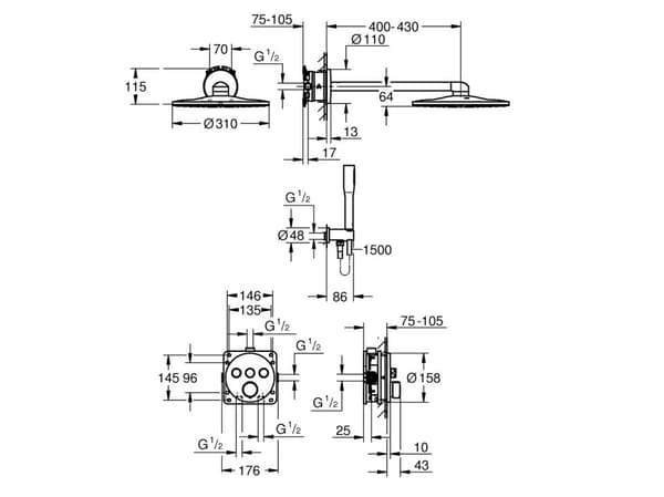Grohe Precision SmartControl – Innebygd dusjsystem med Vitalio Smartactive 310, krom