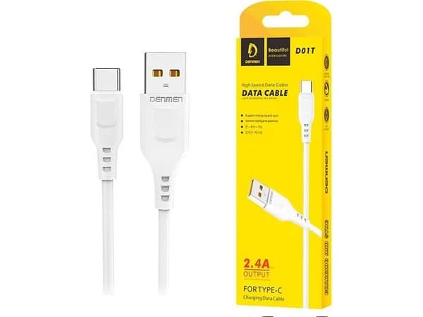 Denmen USB-A till USB-C kabel 1 m vit (29346)