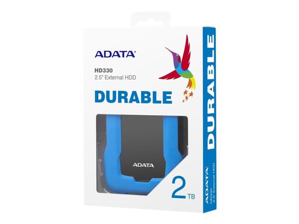 ADATA HD330 - Harddisk - 2 TB - ekstern (bærbar) - USB 3.1 - 256-bit AES - blå